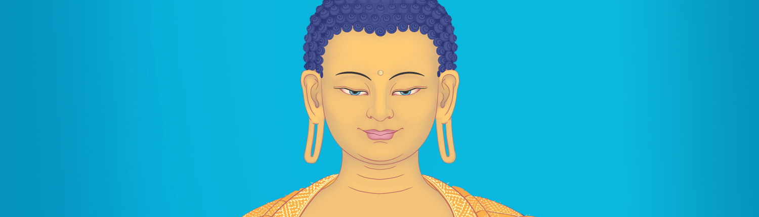 buddha shakyamuni on a turquoise background